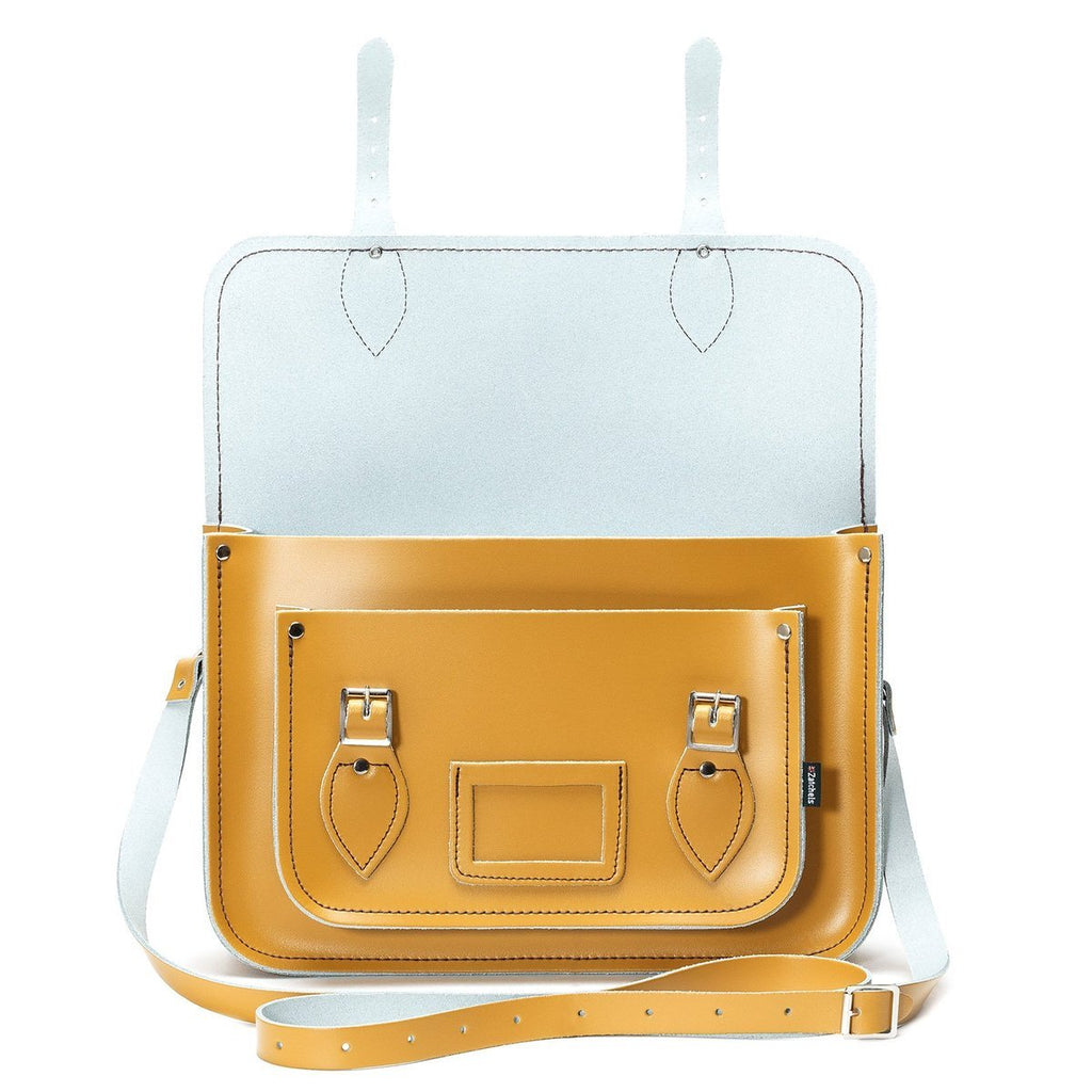 HANDMADE LEATHER SATCHEL - YELLOW OCHRE - Zatchels - glott.no