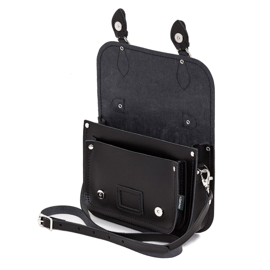 LEATHER MIDI SATCHEL BLACK - Zatchels - glott.no