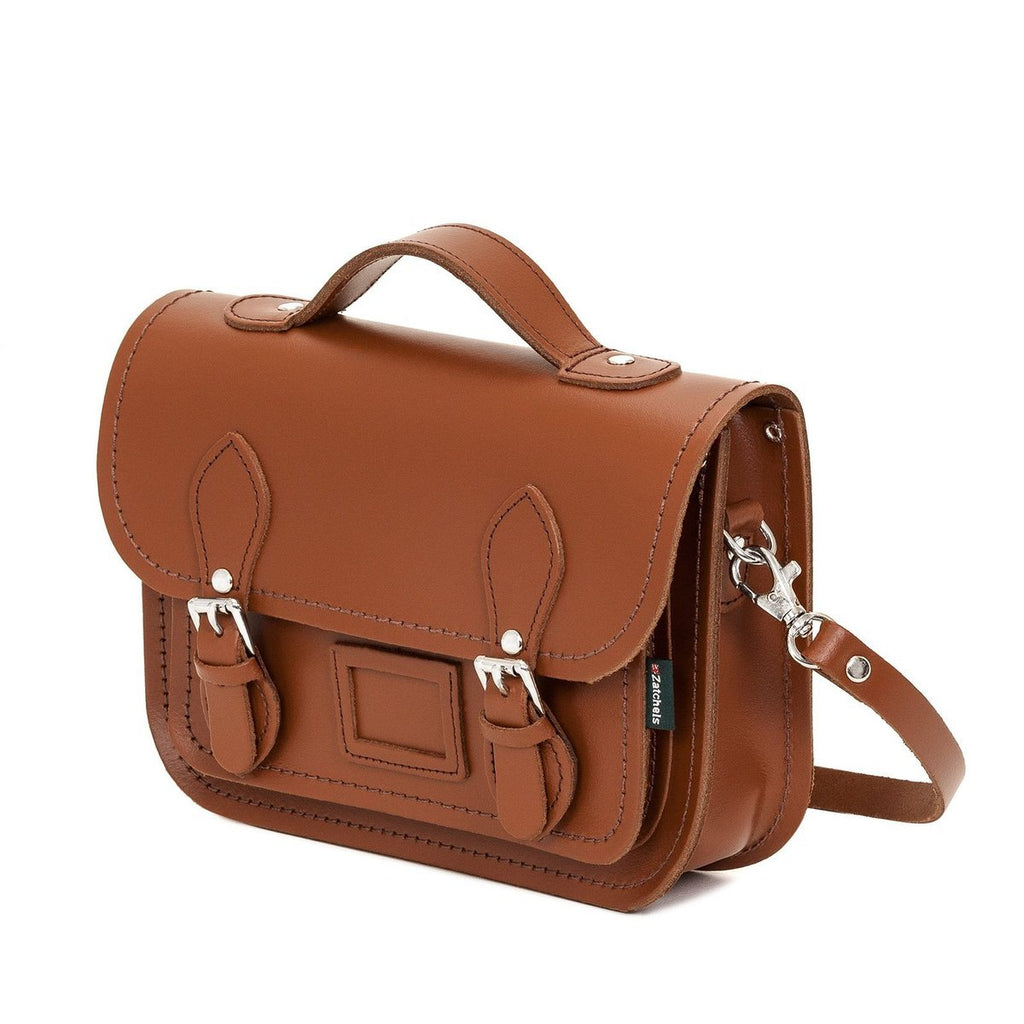 LEATHER MIDI SATCHEL CHESTNUT - Zatchels - glott.no