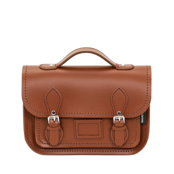 LEATHER MIDI SATCHEL CHESTNUT - Zatchels - glott.no