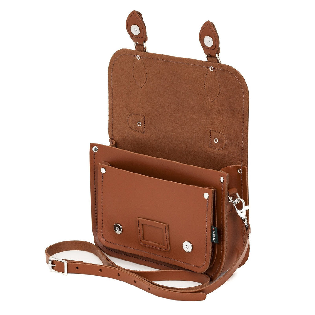 LEATHER MIDI SATCHEL CHESTNUT - Zatchels - glott.no