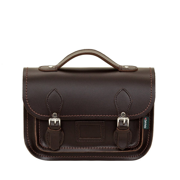 LEATHER MIDI SATCHEL DARK BROWN - Zatchels - glott.no