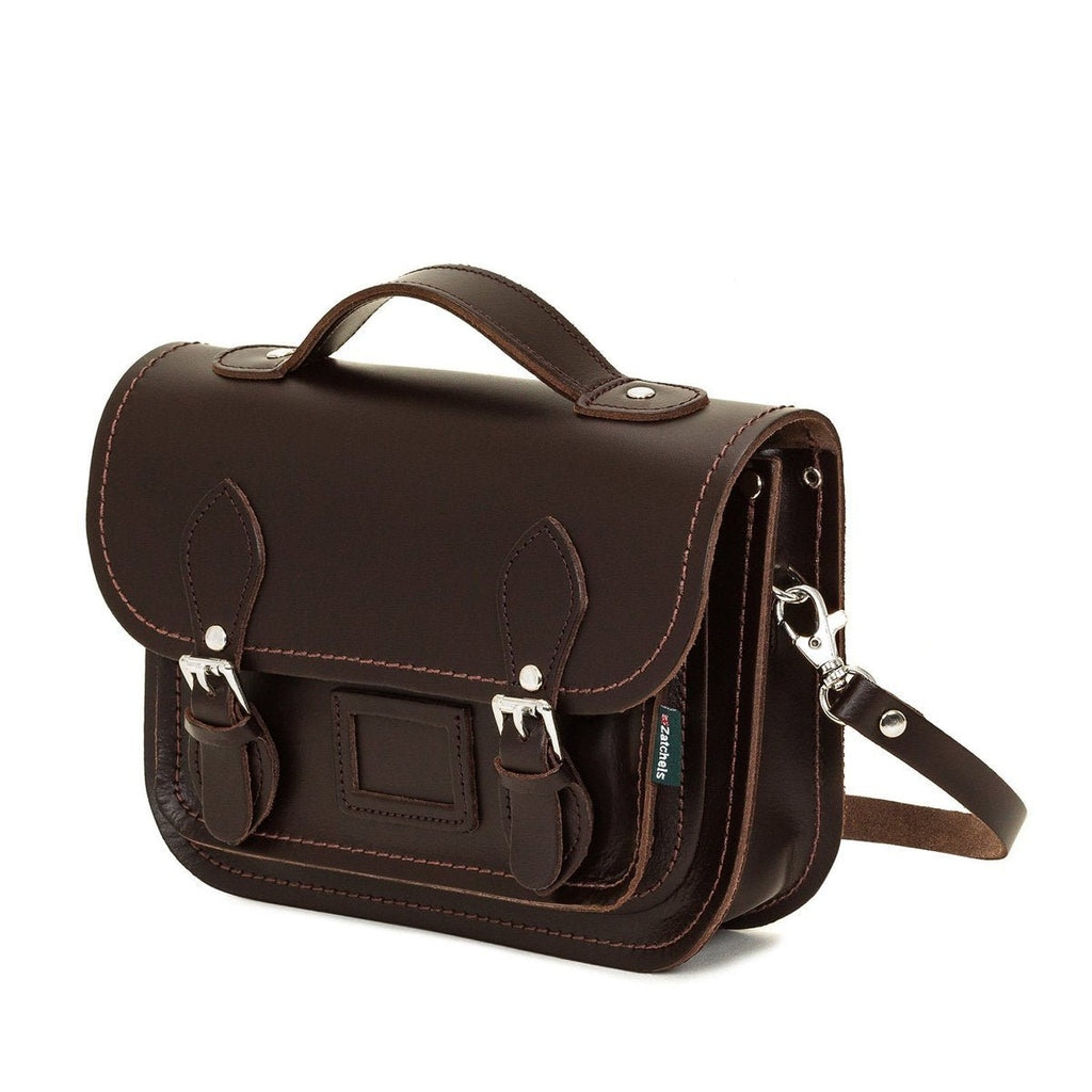 LEATHER MIDI SATCHEL DARK BROWN - Zatchels - glott.no