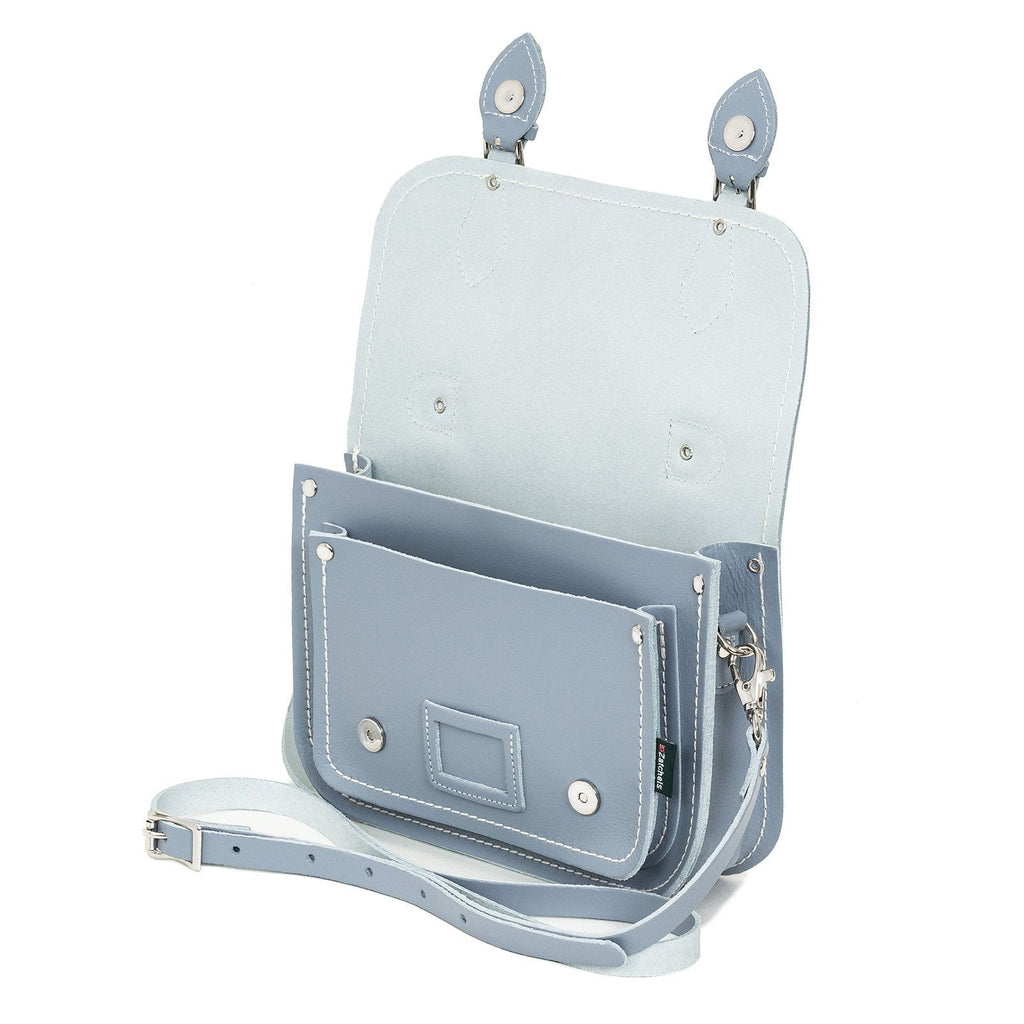 LEATHER MIDI SATCHEL LILAC GREY - Zatchels - glott.no