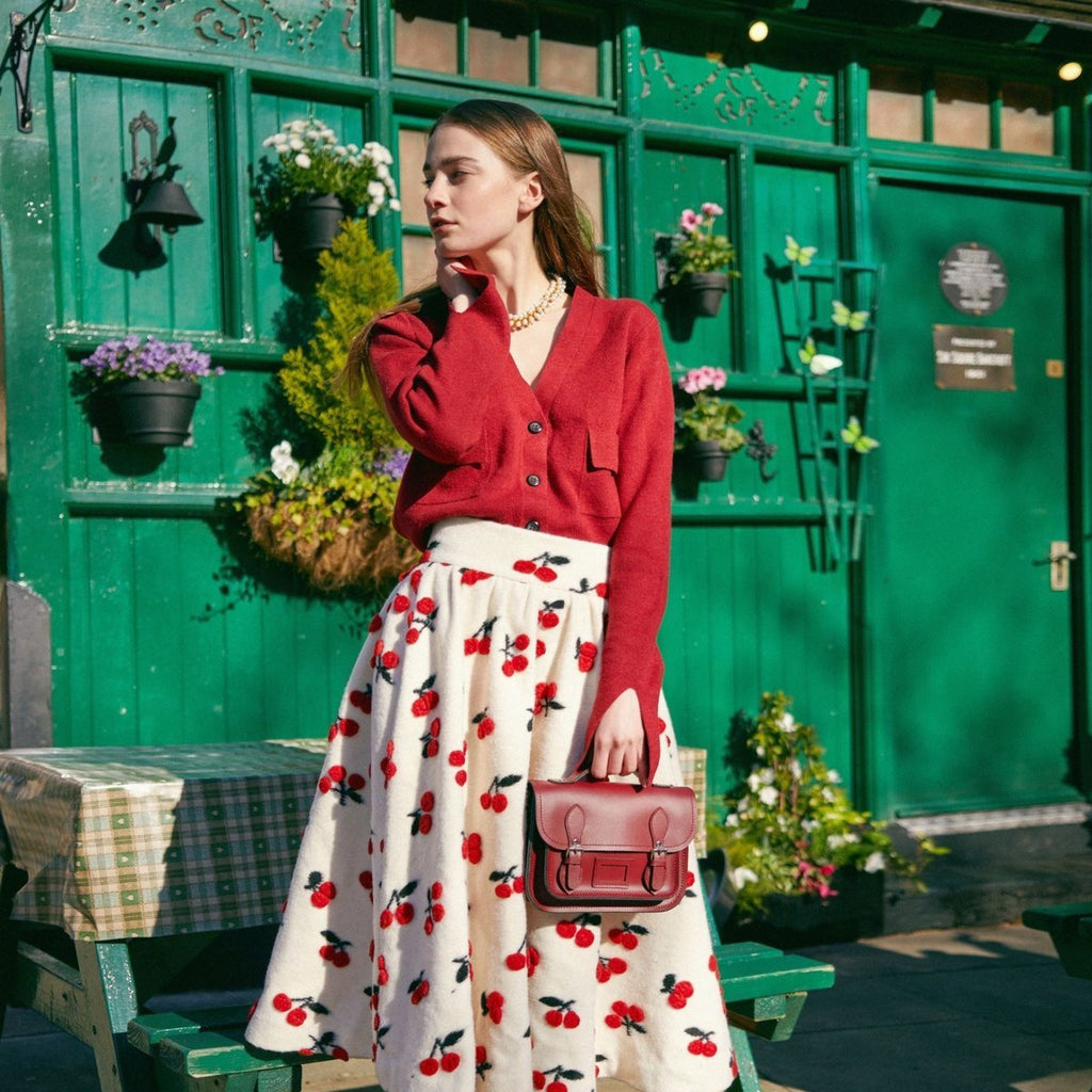 LEATHER MIDI SATCHEL OXBLOOD RED - Zatchels - glott.no