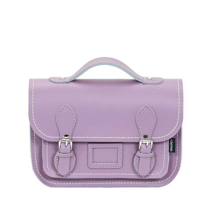 LEATHER MIDI SATCHEL PASTEL VIOLET - Zatchels - glott.no