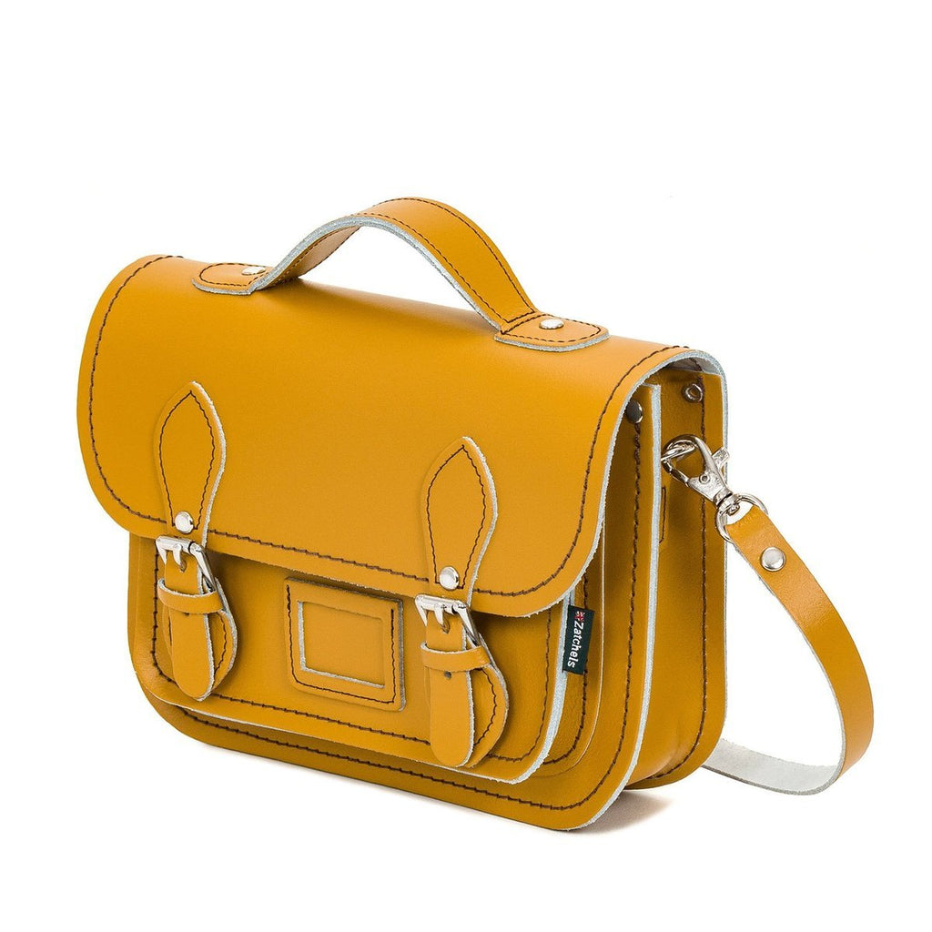 LEATHER MIDI SATCHEL YELLOW OCHRE - Zatchels - glott.no