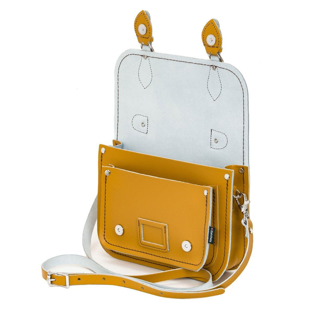 LEATHER MIDI SATCHEL YELLOW OCHRE - Zatchels - glott.no