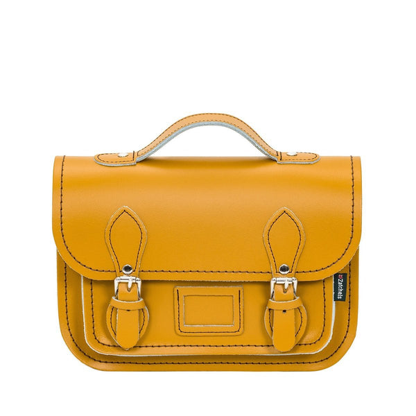 Leather Midi Satchel Yellow Ochre - Zatchels