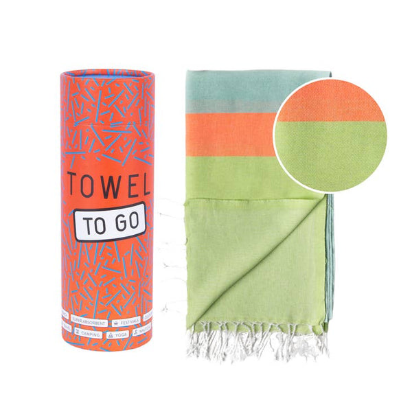 Neon Hammam Towel with Gift Box, Green/Blue - Towel to Go - glott.no