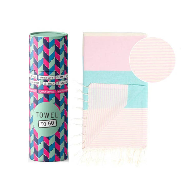 Palermo Hammam Towel with gift box, Mint/Pink - Towel to Go - glott.no