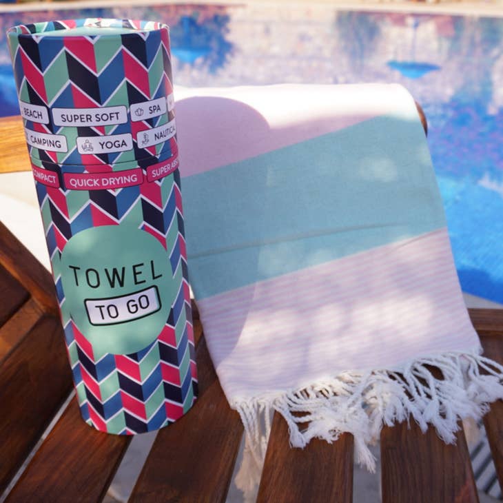 Palermo Hammam Towel with gift box, Mint/Pink - Towel to Go - glott.no