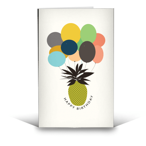 PINEAPPLE BALLOONS BIRTHDAY CARD BY LEA VELASQUEZ Kort - Art Wow - glott.no