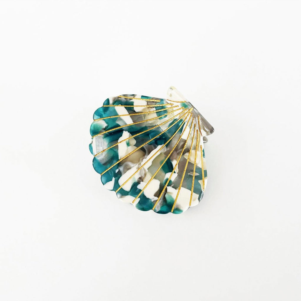 Shell Hair Clip Green - by Vivi - glott.no