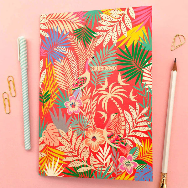 'Tropicana' in Red A5 Notebook - Elvira Designs - glott.no